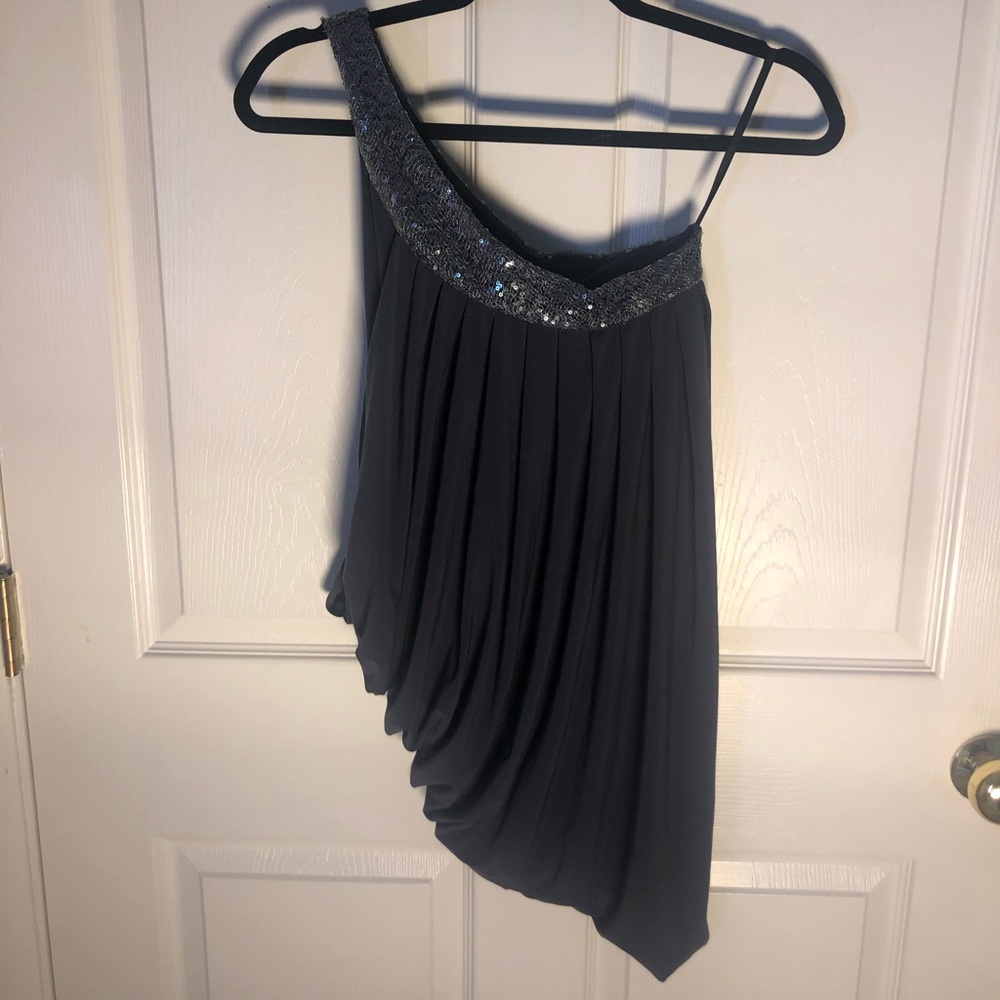 Size 16 One shoulder Grey Top with Silver Sequins
